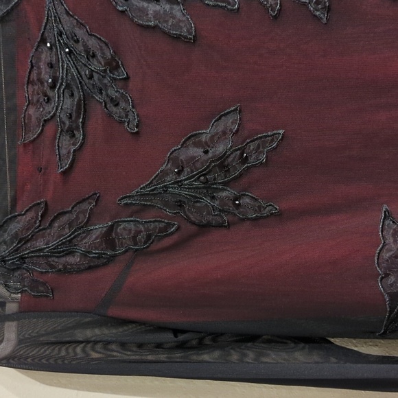 Sheer mesh shirt dress black red embroidered XL women's fairy core academia goth - Picture 6 of 10